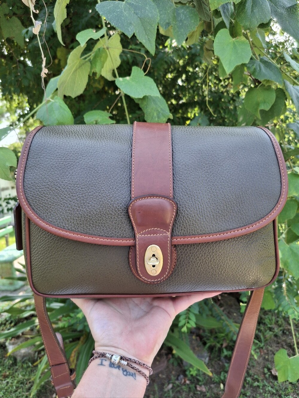 VTG 1995 Coach Glenwood Sheridan Olive/British Tan Shoulder/Crossbody Bag #4225 - Picture 3 of 16